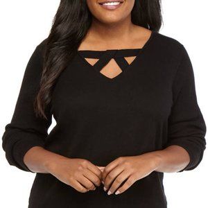 KIM ROGERS-Long Sleeve Cutout Sweater SZ-3X